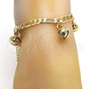 Gold Tone Charm Anklet , Rattle Charm Design, Polished, Golden Finish, 03.63.1778.10.GT (160 Gauge, 06 MM Thickness, 10 Inches Length)