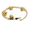 Gold Tone Charm Anklet , Rattle Charm Design, Polished, Golden Finish, 03.63.1778.10.GT (160 Gauge, 06 MM Thickness, 10 Inches Length)