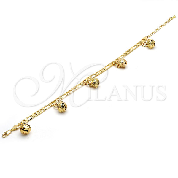Gold Plated Anklet — Charm Anklet Rattle Charm Design Polished 03.63. .GT — main product view — SKU 112358 | Chapa de Oro tobillera — Charm Anklet Rattle Charm diseño pulido 03.63. .GT — SKU 112358