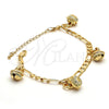 Gold Tone Charm Bracelet, Rattle Charm Design, Polished, Golden Finish, 03.63.1780.08.GT (160 Gauge, 06 MM Thickness, 8 Inches Length)
