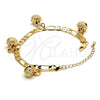 Gold Tone Charm Bracelet, Rattle Charm Design, Polished, Golden Finish, 03.63.1780.08.GT (160 Gauge, 06 MM Thickness, 8 Inches Length)