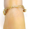 Gold Tone Charm Anklet , Rattle Charm Design, Polished, Golden Finish, 03.63.1780.10.GT (160 Gauge, 06 MM Thickness, 10 Inches Length)