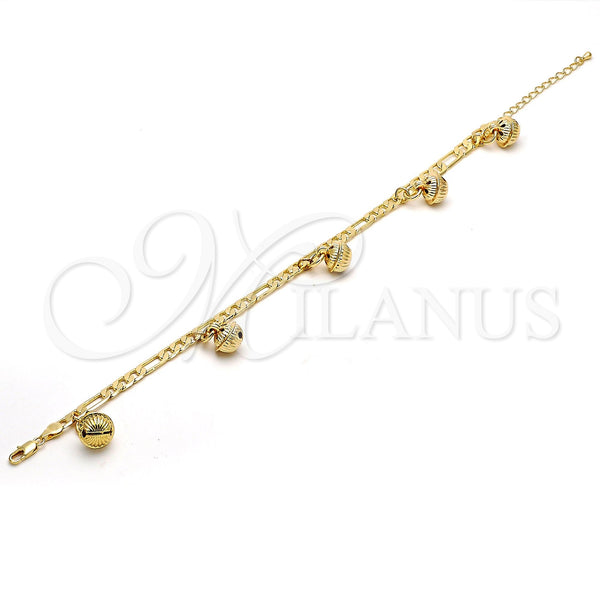 Gold Plated Anklet — Charm Anklet Rattle Charm Design Polished 03.63. .GT — main product view — SKU 112362 | Chapa de Oro tobillera — Charm Anklet Rattle Charm diseño pulido 03.63. .GT — SKU 112362