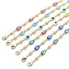 Gold Tone Fancy Bracelet, Evil Eye Design, Turquoise Enamel Finish, Golden Finish, 03.213.0033.1.08.GT (100 Gauge, 06 MM Thickness, 8 Inches Length)