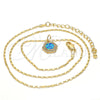 Oro Laminado Pendant Necklace, Gold Filled Style with Blue Topaz Opal and White Micro Pave, Polished, Golden Finish, 04.63.1319.2 .18 (18 Inches Length)