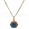 Oro Laminado Pendant Necklace, Gold Filled Style with Blue Topaz Opal and White Micro Pave, Polished, Golden Finish, 04.63.1319.2 .18 (18 Inches Length)