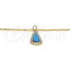 Oro Laminado Pendant Necklace, Gold Filled Style Teardrop Design, with Blue Topaz Opal and White Micro Pave, Polished, Golden Finish, 04.63.1323.18 (18 Inches Length)