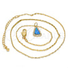 Oro Laminado Pendant Necklace, Gold Filled Style Teardrop Design, with Blue Topaz Opal and White Micro Pave, Polished, Golden Finish, 04.63.1323.18 (18 Inches Length)