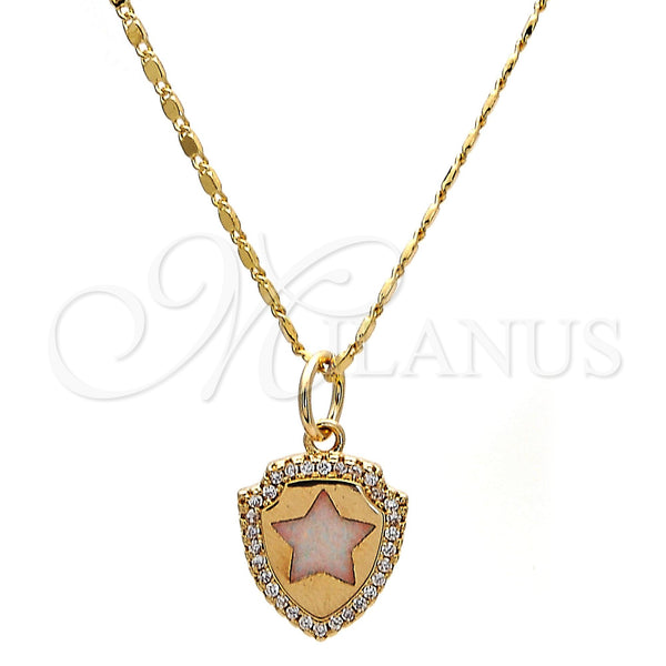 Gold Filled Necklace — Pendant Necklace Star Design with White Opal and — main product view — SKU 112455 | Oro Laminado collar — Pendant Necklace estrella diseño with blanco Opal and — SKU 112455