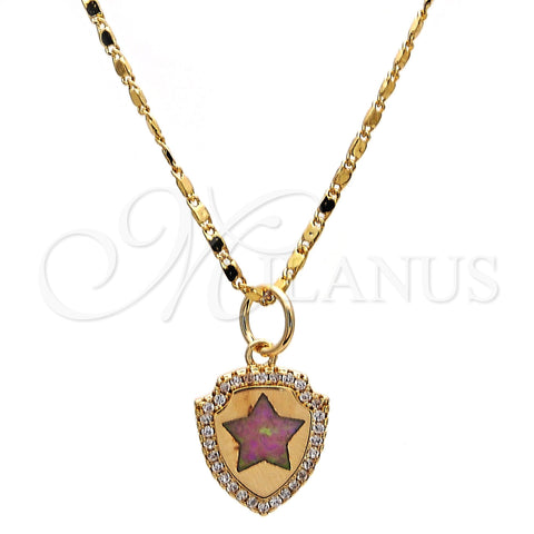 Oro Laminado Pendant Necklace, Gold Filled Style Star Design, with Amethyst Opal and White Micro Pave, Polished, Golden Finish, 04.63.1325.1.18 (18 Inches Length)