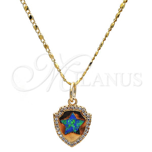 Gold Filled Necklace — Pendant Necklace Star Design with Blue Topaz Opal — main product view — SKU 112457 | Oro Laminado collar — Pendant Necklace estrella diseño with Blue Topaz Opal — SKU 112457