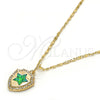 Oro Laminado Pendant Necklace, Gold Filled Style Star Design, with Green Opal and White Micro Pave, Polished, Golden Finish, 04.63.1325.3.18 (18 Inches Length)
