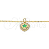 Oro Laminado Pendant Necklace, Gold Filled Style Star Design, with Green Opal and White Micro Pave, Polished, Golden Finish, 04.63.1325.3.18 (18 Inches Length)