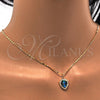 Oro Laminado Pendant Necklace, Gold Filled Style Anchor Design, with Blue Topaz Opal and White Micro Pave, Polished, Golden Finish, 04.63.1326.18 (18 Inches Length)