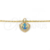 Oro Laminado Pendant Necklace, Gold Filled Style Anchor Design, with Blue Topaz Opal and White Micro Pave, Polished, Golden Finish, 04.63.1326.18 (18 Inches Length)