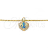 Oro Laminado Pendant Necklace, Gold Filled Style Anchor Design, with Blue Topaz Opal and White Micro Pave, Polished, Golden Finish, 04.63.1326.18 (18 Inches Length)