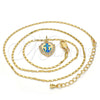 Oro Laminado Pendant Necklace, Gold Filled Style Anchor Design, with Blue Topaz Opal and White Micro Pave, Polished, Golden Finish, 04.63.1326.18 (18 Inches Length)