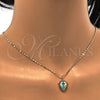 Oro Laminado Pendant Necklace, Gold Filled Style Anchor Design, with Green Opal and White Micro Pave, Polished, Golden Finish, 04.63.1326.2.18 (18 Inches Length)