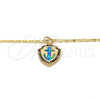 Oro Laminado Pendant Necklace, Gold Filled Style Anchor Design, with Green Opal and White Micro Pave, Polished, Golden Finish, 04.63.1326.2.18 (18 Inches Length)