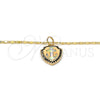 Oro Laminado Pendant Necklace, Gold Filled Style Anchor Design, with White Opal and Black Micro Pave, Polished, Golden Finish, 04.63.1326.3.18 (18 Inches Length)