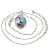 Rhodium Plated Pendant Necklace, Heart and Flower Design, with Paradise Shine Swarovski Crystals and White Cubic Zirconia, Polished, Rhodium Finish, 04.239.0019.2.16 (01 MM Thickness, 16 Inches Length)