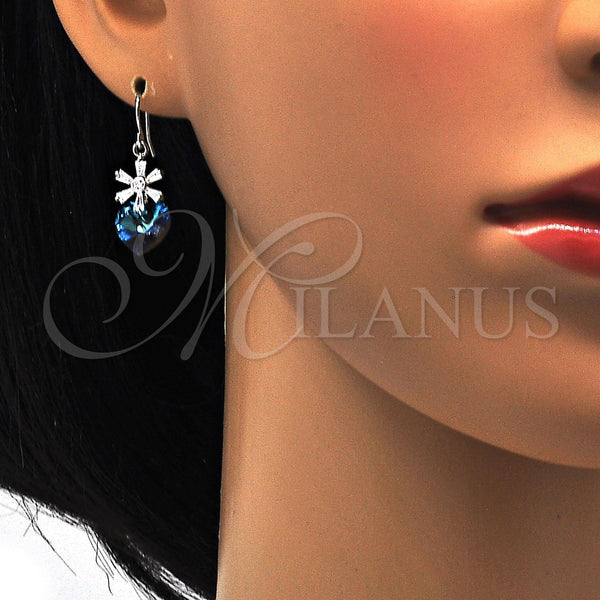 White Gold Filled Ring — Dangle Earring Heart and Flower Design with Light — alternate product view — SKU 112492 | Oro Laminado Blanco anillo — Dangle Earring corazón and flor diseño with Light — SKU 112492
