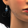 Rhodium Gold Filled Dangle Earring, Heart and Flower Design, with Light Yellow Swarovski Crystals and White Micro Pave, Polished, Rhodium Finish, 02.63.2579