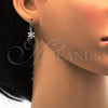 Rhodium Gold Filled Dangle Earring, Heart and Flower Design, with Amethyst Swarovski Crystals and White Micro Pave, Polished, Rhodium Finish, 02.63.2579.1