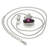 Rhodium Plated Pendant Necklace, Bow Design, with Amethyst Swarovski Crystals and White Micro Pave, Polished, Rhodium Finish, 04.239.0016.2.16 (01 MM Thickness, 16 Inches Length)