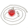 Rhodium Plated Pendant Necklace, Heart Design, with Padparadscha Swarovski Crystals and White Micro Pave, Polished, Rhodium Finish, 04.239.0018.3.16 (01 MM Thickness, 16 Inches Length)