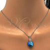 Rhodium Gold Filled Pendant Necklace, Heart Design, with Bermuda Blue Swarovski Crystals and White Micro Pave, Polished, Rhodium Finish, 04.63.1330.16 (01 MM Thickness, 16 Inches Length)