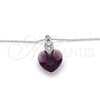 Rhodium Gold Filled Pendant Necklace, Heart Design, with Amethyst Swarovski Crystals and White Micro Pave, Polished, Rhodium Finish, 04.63.1330.1.16 (01 MM Thickness, 16 Inches Length)