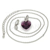 Rhodium Gold Filled Pendant Necklace, Heart Design, with Amethyst Swarovski Crystals and White Micro Pave, Polished, Rhodium Finish, 04.63.1330.1.16 (01 MM Thickness, 16 Inches Length)