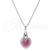Rhodium Gold Filled Pendant Necklace, Heart Design, with Amethyst Swarovski Crystals and White Micro Pave, Polished, Rhodium Finish, 04.63.1330.1.16 (01 MM Thickness, 16 Inches Length)