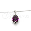Rhodium Plated Pendant Necklace, Pave Mariner Design, with Amethyst Swarovski Crystals, Polished, Rhodium Finish, 04.239.0025.3.16 (01 MM Thickness, 16 Inches Length)