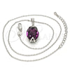 Rhodium Plated Pendant Necklace, Pave Mariner Design, with Amethyst Swarovski Crystals, Polished, Rhodium Finish, 04.239.0025.3.16 (01 MM Thickness, 16 Inches Length)