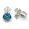Rhodium Gold Filled Stud Earring, Flower Design, with Indicolite Swarovski Crystals and White Micro Pave, Polished, Rhodium Finish, 02.63.2580