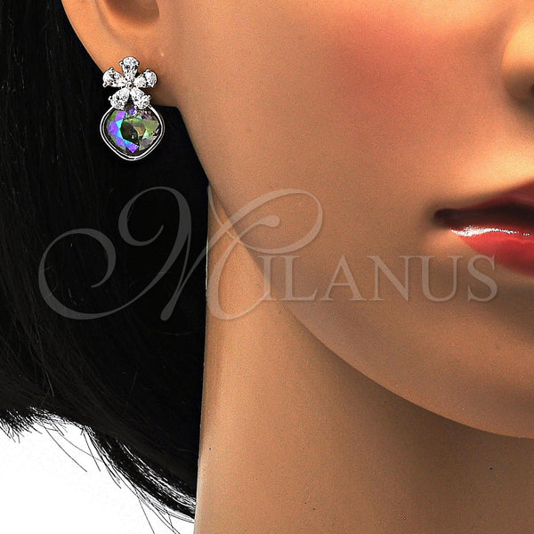 White Gold Filled Ring — Stud Earring Flower Design with Crystal Swarovski Crystals — alternate product view — SKU 112506 | Oro Laminado Blanco anillo — Stud Earring flor diseño with cristal Swarovski Crystals — SKU 112506