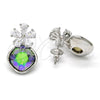 Rhodium Gold Filled Stud Earring, Flower Design, with Crystal Swarovski Crystals and White Micro Pave, Polished, Rhodium Finish, 02.63.2580.1