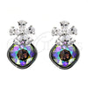 Rhodium Gold Filled Stud Earring, Flower Design, with Crystal Swarovski Crystals and White Micro Pave, Polished, Rhodium Finish, 02.63.2580.1