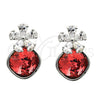 Rhodium Gold Filled Stud Earring, Flower Design, with Padparadscha Swarovski Crystals and White Micro Pave, Polished, Rhodium Finish, 02.63.2580.2