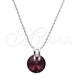 White Gold Filled Necklace — Pendant Necklace with Amethyst Swarovski Crystals and White — main product view — SKU 112509 | Oro Laminado Blanco collar — Pendant Necklace with Amethyst Swarovski Crystals and blanco — SKU 112509