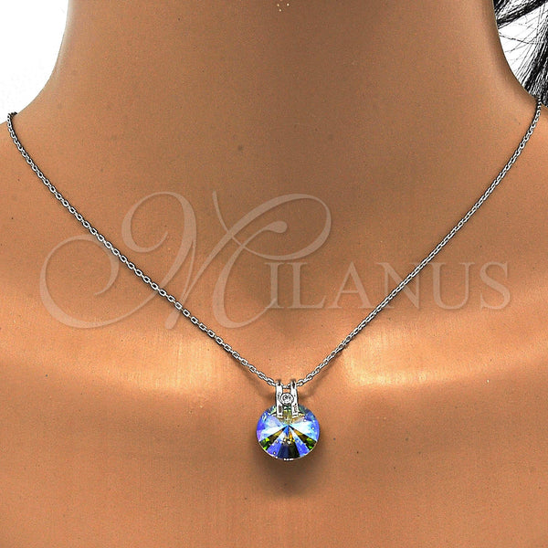 White Gold Filled Necklace — Pendant Necklace with Crystal Swarovski Crystals and White — alternate product view — SKU 112510 | Oro Laminado Blanco collar — Pendant Necklace with cristal Swarovski Crystals and blanco — SKU 112510