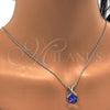 Rhodium Plated Pendant Necklace, with Tanzanite Swarovski Crystals and White Micro Pave, Polished, Rhodium Finish, 04.239.0023.1.16 (01 MM Thickness, 16 Inches Length)