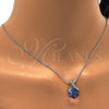 Rhodium Plated Pendant Necklace, with Bermuda Blue Swarovski Crystals and White Micro Pave, Polished, Rhodium Finish, 04.239.0023.2.16 (01 MM Thickness, 16 Inches Length)