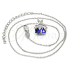 Rhodium Plated Pendant Necklace, with Bermuda Blue Swarovski Crystals and White Micro Pave, Polished, Rhodium Finish, 04.239.0023.2.16 (01 MM Thickness, 16 Inches Length)