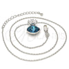 Rhodium Plated Pendant Necklace, Flower Design, with Indicolite Swarovski Crystals and White Micro Pave, Polished, Rhodium Finish, 04.239.0020.1.16 (01 MM Thickness, 16 Inches Length)