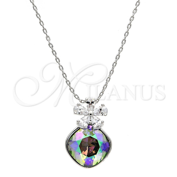 White Gold Filled Necklace — Pendant Necklace Flower Design with Crystal Swarovski Crystals — main product view — SKU 112514 | Oro Laminado Blanco collar — Pendant Necklace flor diseño with cristal Swarovski Crystals — SKU 112514