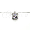 Rhodium Gold Filled Pendant Necklace, Bow Design, with Aurore Boreale Swarovski Crystals and White Micro Pave, Polished, Rhodium Finish, 04.239.0024.1.16 (01 MM Thickness, 16 Inches Length)