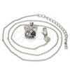 Rhodium Gold Filled Pendant Necklace, Bow Design, with Aurore Boreale Swarovski Crystals and White Micro Pave, Polished, Rhodium Finish, 04.239.0024.1.16 (01 MM Thickness, 16 Inches Length)